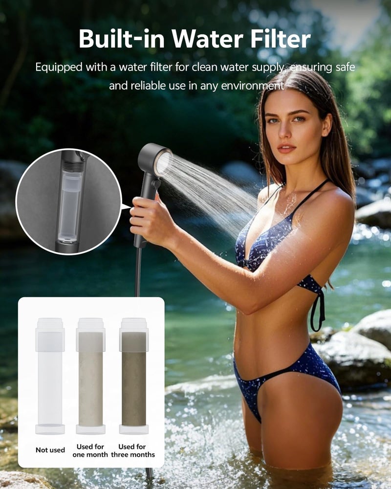 BTOG Portable Shower – 8000mAh Rechargeable Camping Shower, 6.0L/min Portable Shower Pump, Outdoor Shower for Camping, Hiking, Traveling, Washing - Image 5